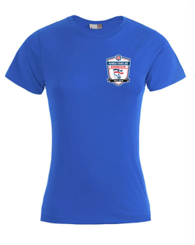 Preview: T-Shirt für Damen  "Hansa Fanclub Nordhessen" - royalblau - Brustlogo & gr. Rückenlogo